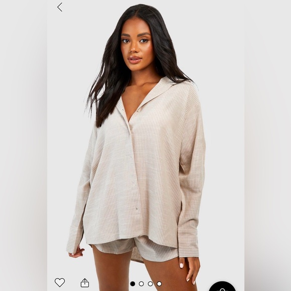 NWOT COTTON TONAL PINSTRIPE PAJAMA SET - Picture 5 of 6